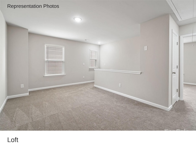 204 Lake George Dr, Shelby, NC 28152 - unfurnished room featuring attic access, carpet floors, baseboards, and recessed lighting