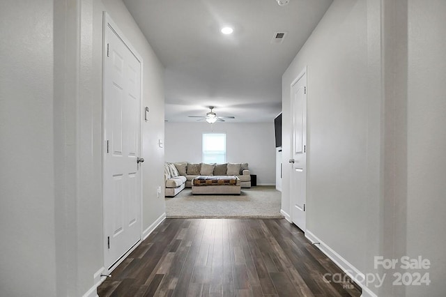 hall featuring dark hardwood / wood-style flooring