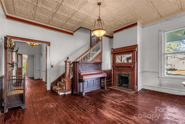 interior space featuring a fireplace and wood-type flooring