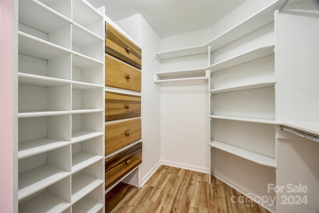 spacious closet with light wood-type flooring