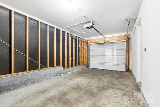 garage with a garage door opener