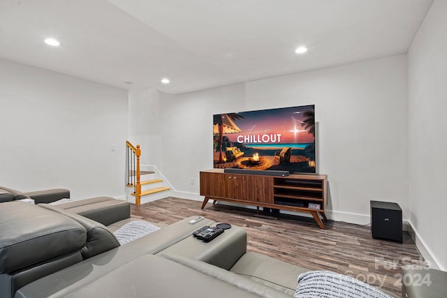 living room with hardwood / wood-style flooring