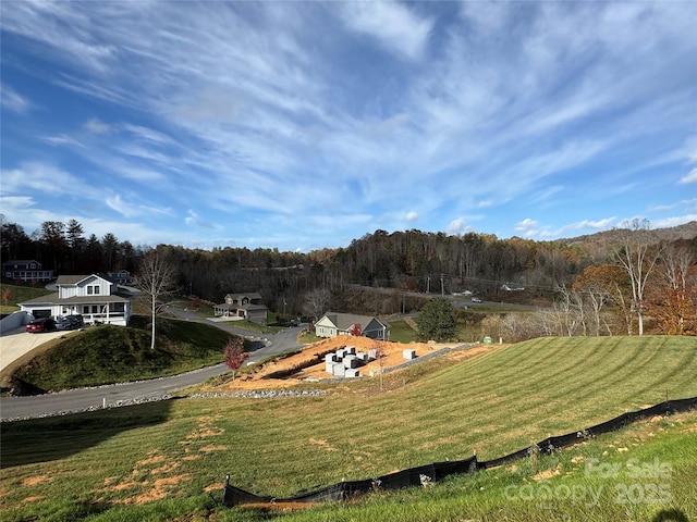 view of yard with a wooded view