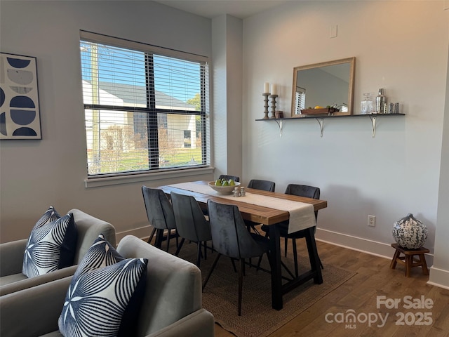 dining space featuring hardwood / wood-style flooring