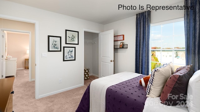 bedroom featuring multiple windows and carpet