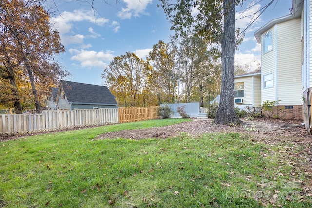 view of yard with a fenced backyard