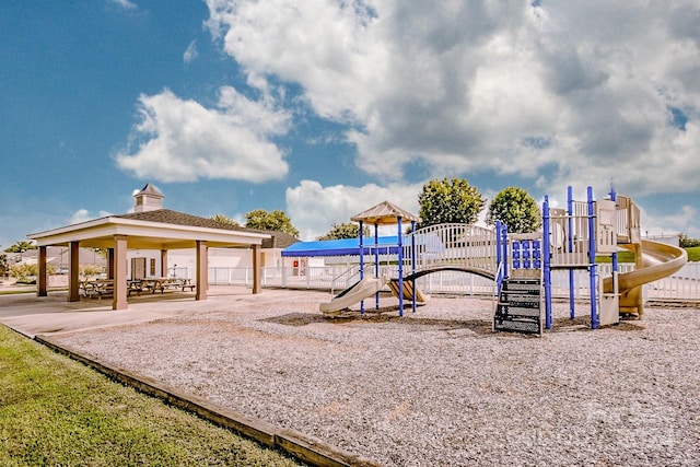 view of play area with a gazebo