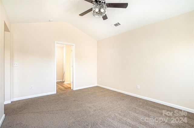 9036 Bradstreet Commons Way, Charlotte, NC 28215 - unfurnished bedroom with carpet floors, vaulted ceiling, baseboards, and a ceiling fan