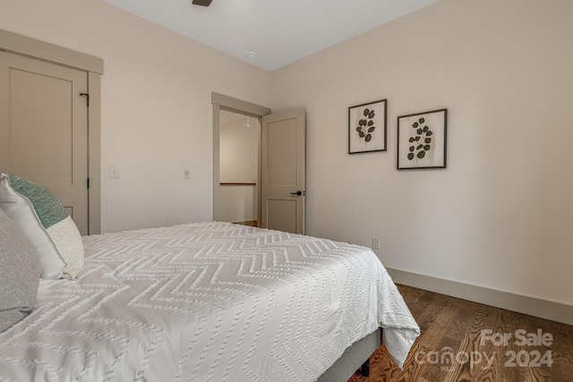 bedroom featuring hardwood / wood-style flooring