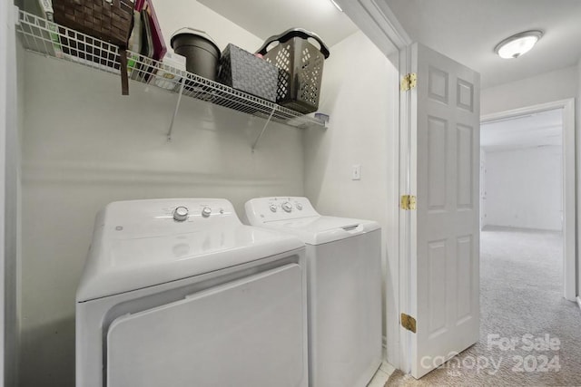 washroom with carpet and washing machine and clothes dryer