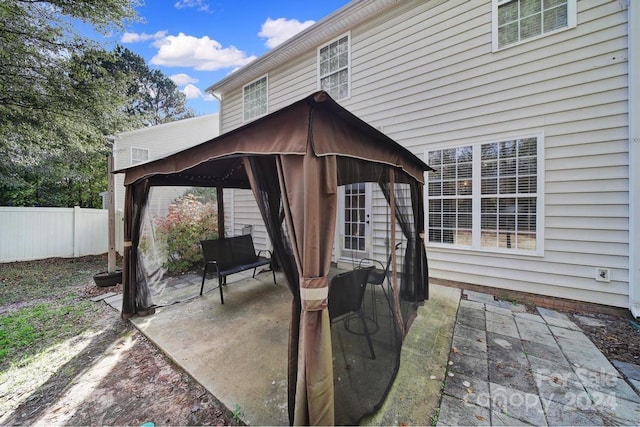 view of patio featuring a gazebo