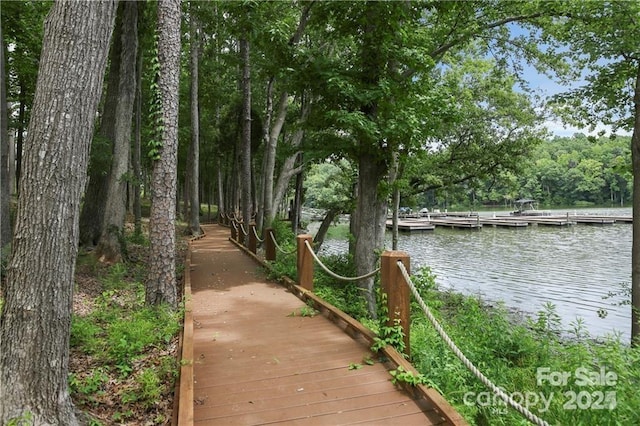 dock area featuring a water view