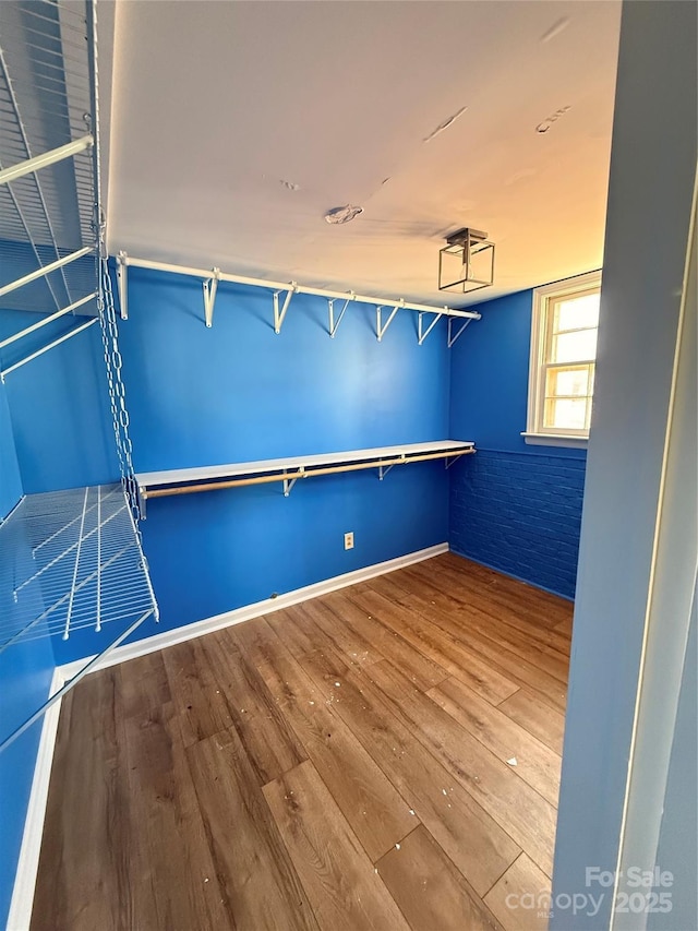 spacious closet featuring hardwood / wood-style flooring