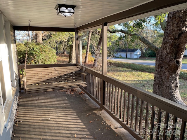 deck with a porch