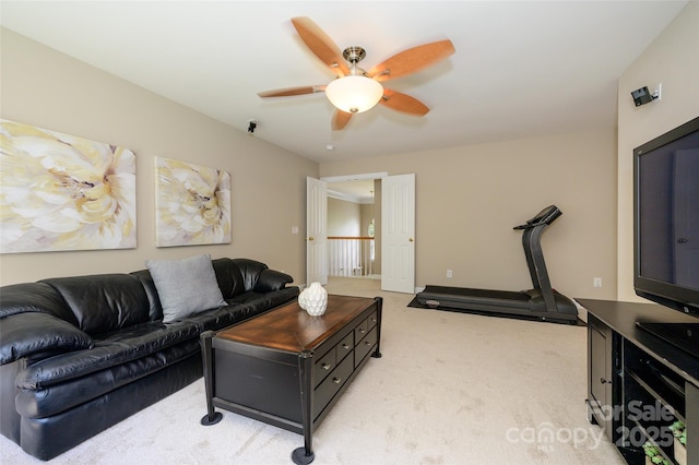 9618 Belloak Ln, Waxhaw, NC 28173 - living area featuring ceiling fan and light colored carpet
