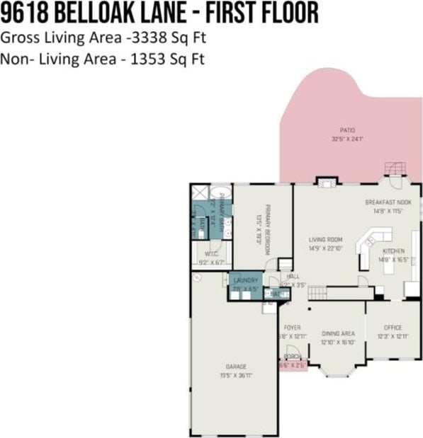 9618 Belloak Ln, Waxhaw, NC 28173 - floor plan / room layout