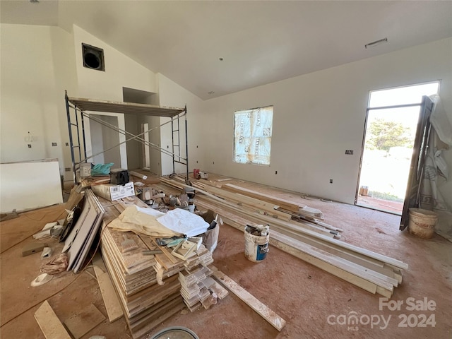 misc room with lofted ceiling