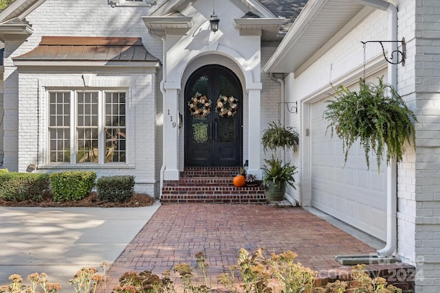 doorway to property featuring french doors