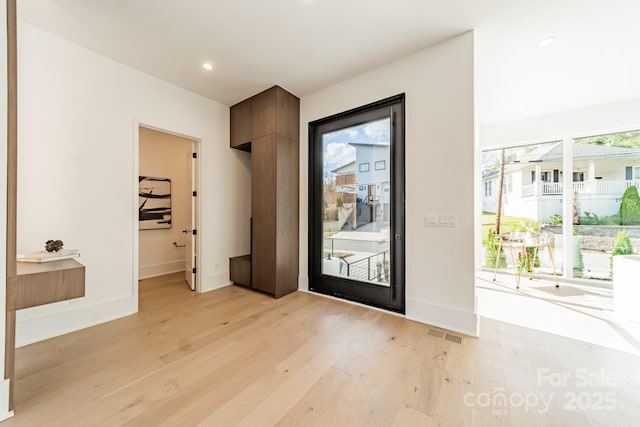 entrance foyer with light hardwood / wood-style floors