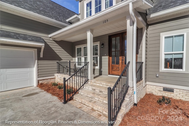 property entrance featuring a garage