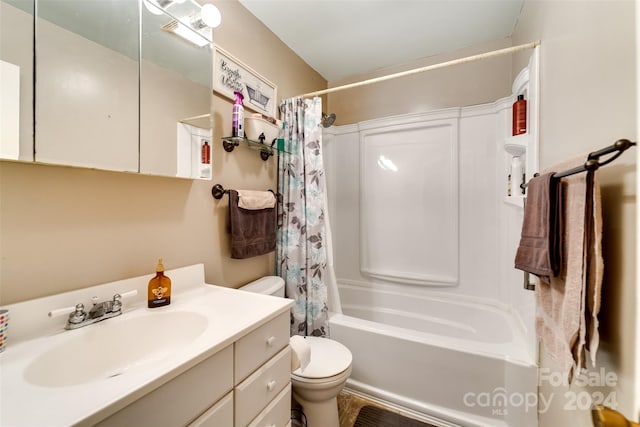 full bathroom with vanity, toilet, and shower / bath combo