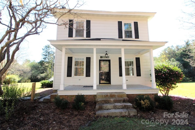 view of front of home with covered porch