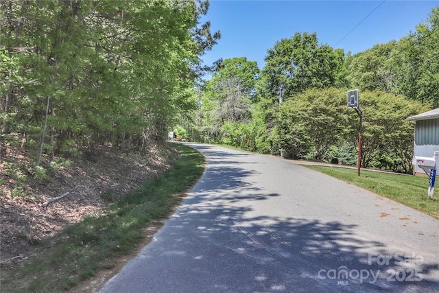 view of road with a view of trees