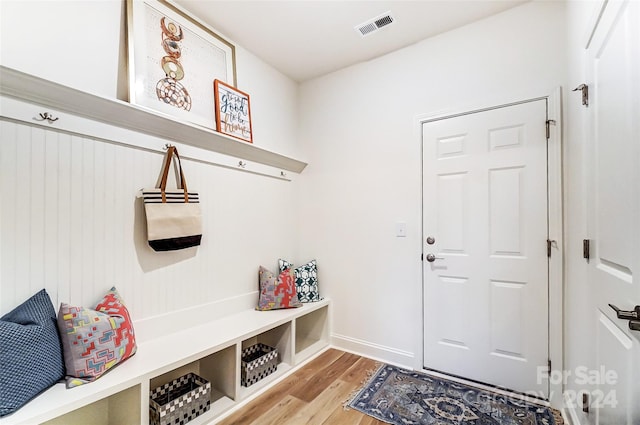 mudroom with light wood-type flooring