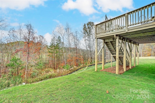 view of yard featuring a deck