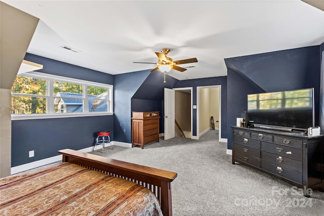 169 Rimmer Farm Rd, Troutman, NC 28166 - bedroom with baseboards, carpet, ceiling fan, and vaulted ceiling