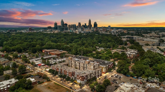 view of aerial view at dusk