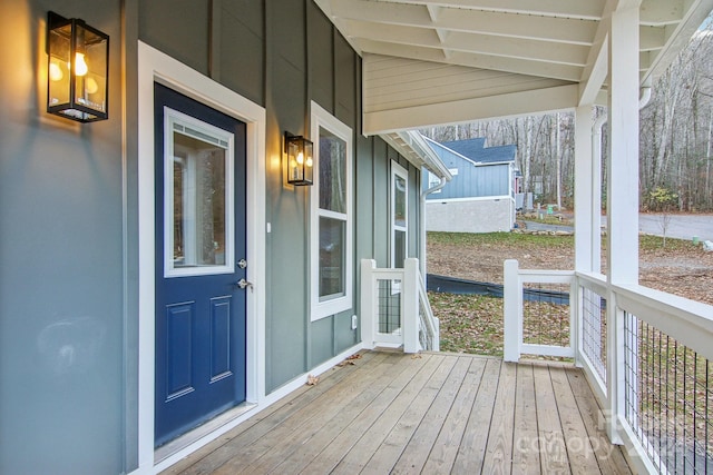 wooden deck with covered porch