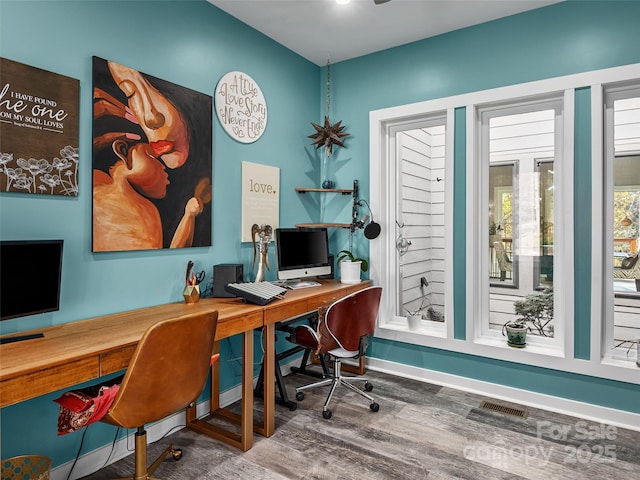 office space featuring hardwood / wood-style flooring