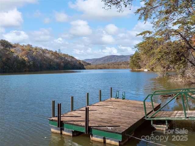 dock area with a water and mountain view