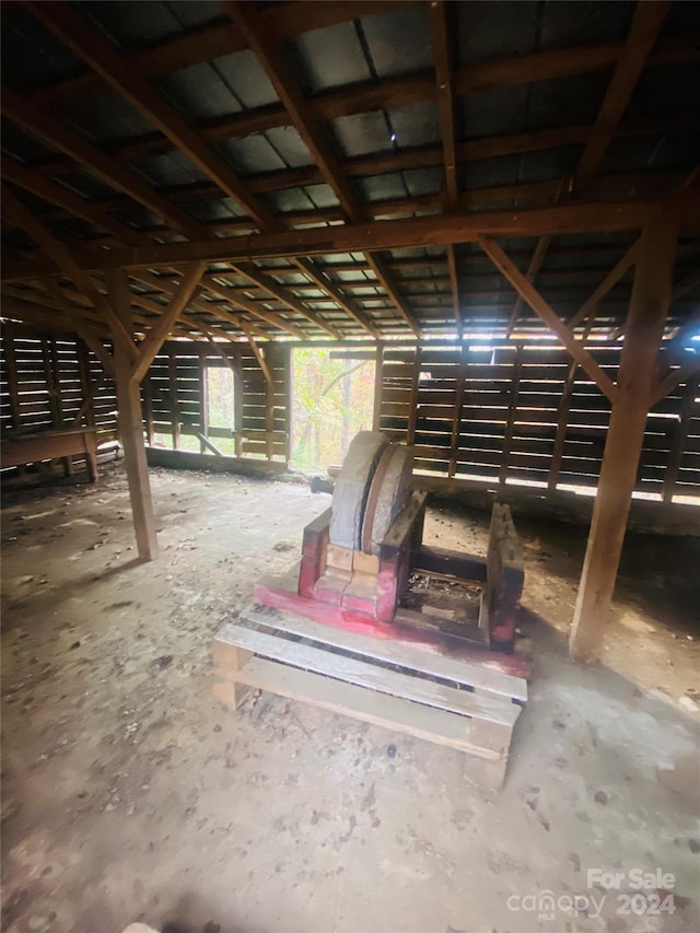 view of unfinished attic