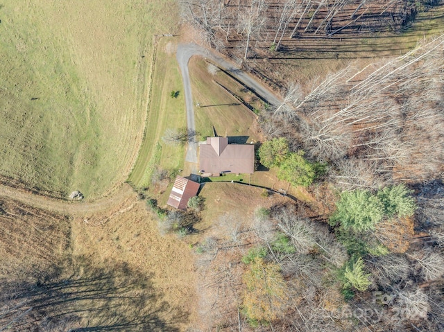 drone / aerial view with a rural view