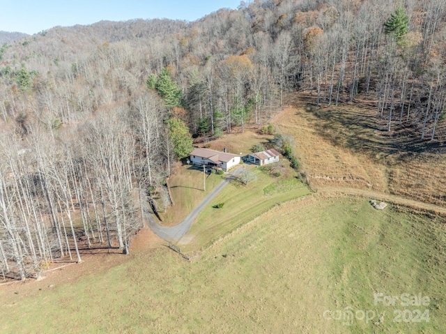 birds eye view of property with a mountain view