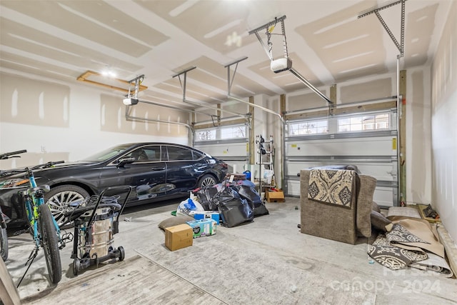 garage with a garage door opener