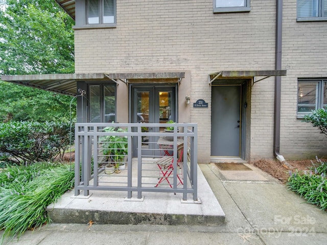 property entrance with french doors