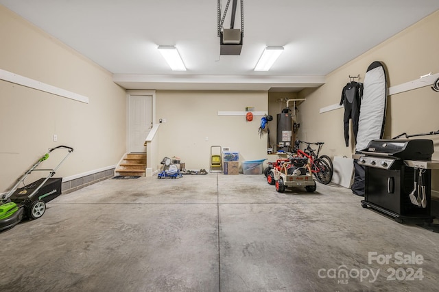 garage featuring gas water heater