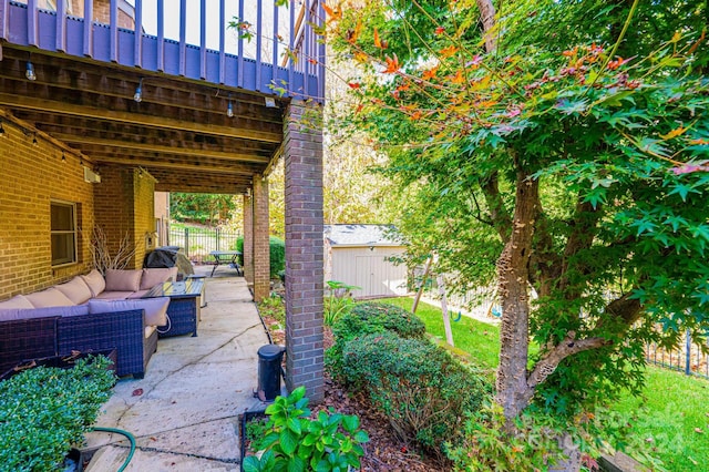 view of patio / terrace featuring an outdoor living space