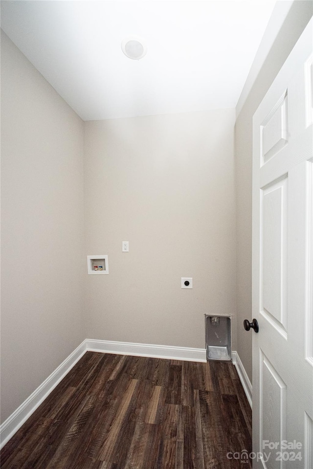 laundry area with hookup for a washing machine, electric dryer hookup, and dark wood-type flooring