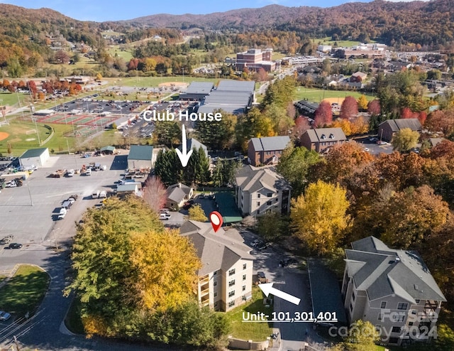 aerial view featuring a mountain view