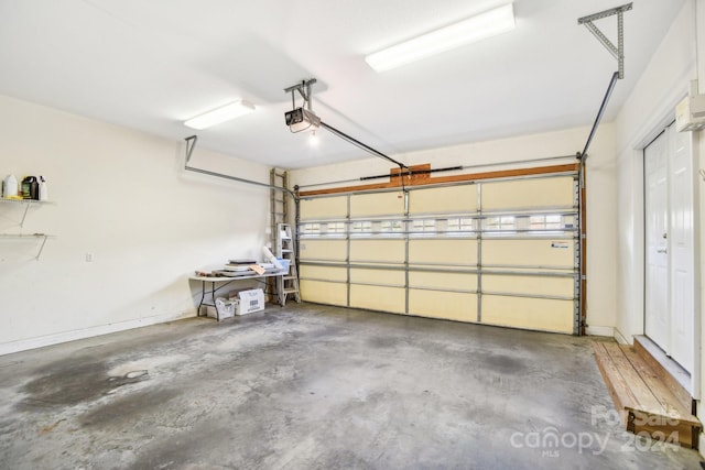 garage with a garage door opener