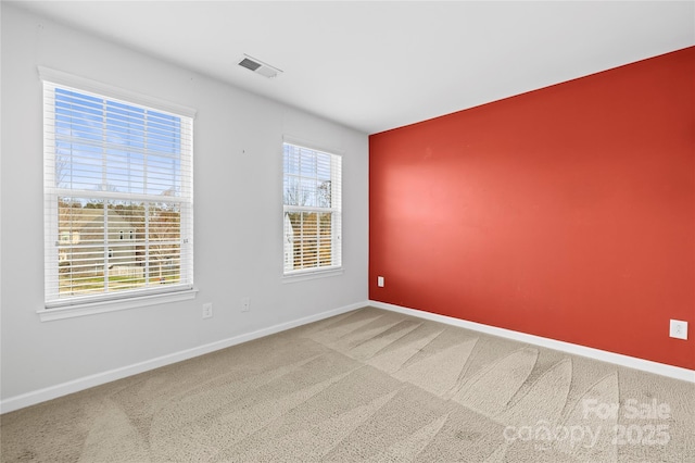 spare room featuring carpet flooring and a wealth of natural light