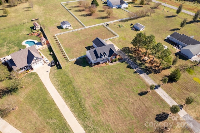 drone / aerial view featuring a rural view