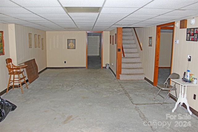 basement with a drop ceiling