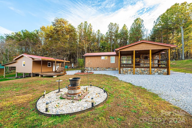 view of yard featuring a deck