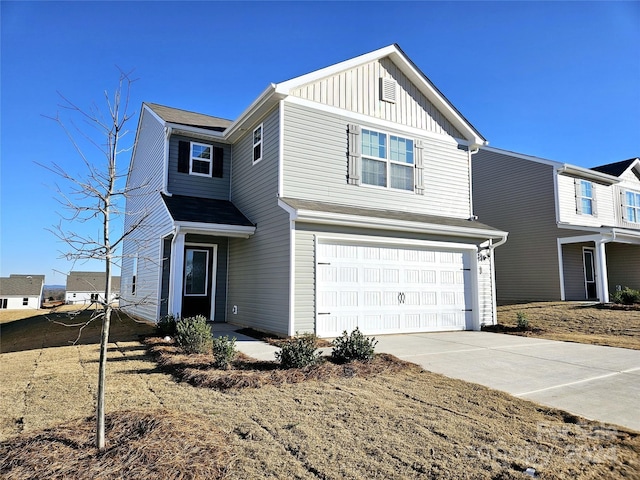 view of front of property with a garage