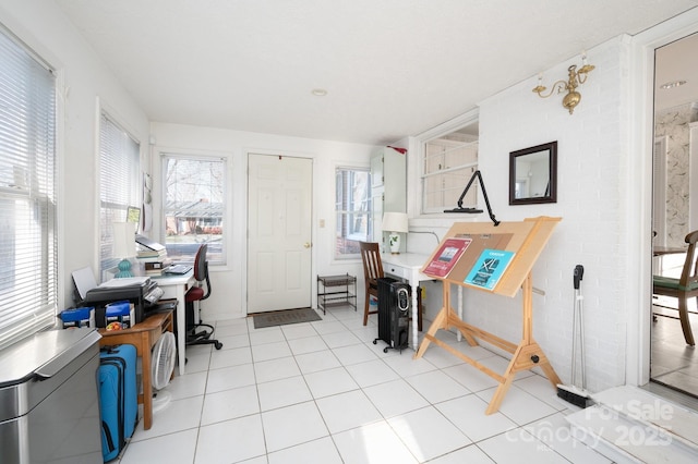 view of tiled home office